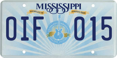 MS license plate OIF015