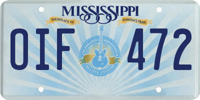 MS license plate OIF472