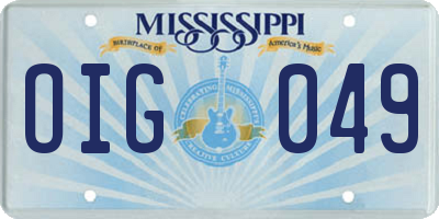 MS license plate OIG049