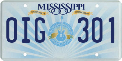 MS license plate OIG301