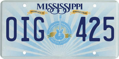 MS license plate OIG425