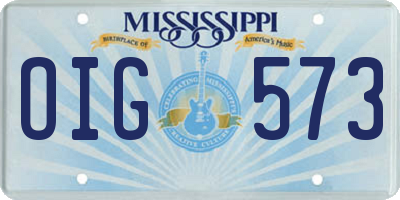 MS license plate OIG573