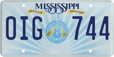 MS license plate OIG744