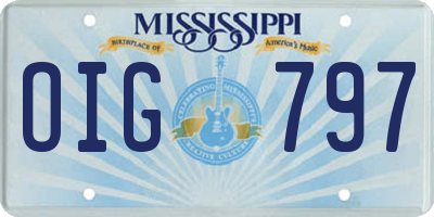 MS license plate OIG797