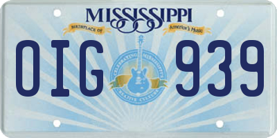 MS license plate OIG939