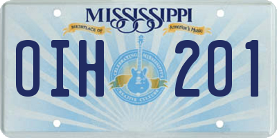 MS license plate OIH201