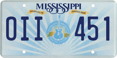 MS license plate OII451