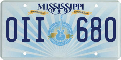 MS license plate OII680