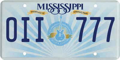 MS license plate OII777