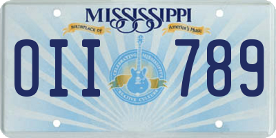 MS license plate OII789
