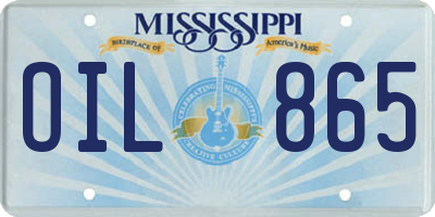 MS license plate OIL865