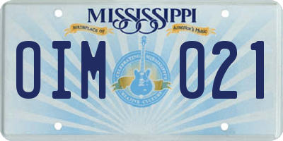 MS license plate OIM021