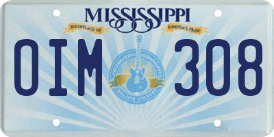 MS license plate OIM308
