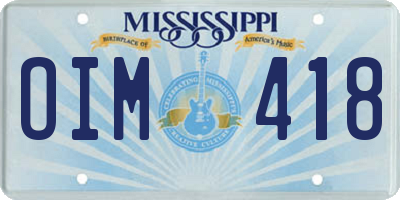 MS license plate OIM418