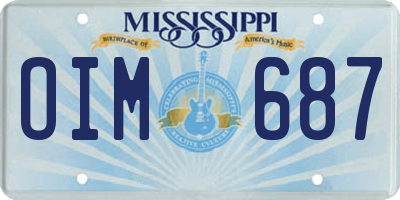 MS license plate OIM687