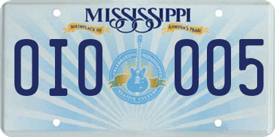 MS license plate OIO005