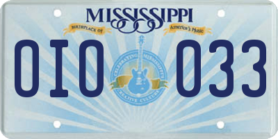 MS license plate OIO033