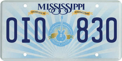 MS license plate OIO830
