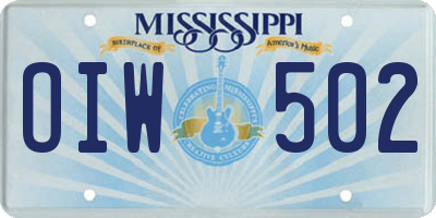 MS license plate OIW502