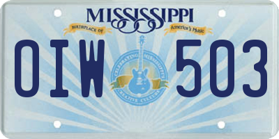 MS license plate OIW503