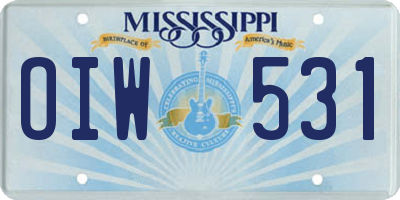 MS license plate OIW531