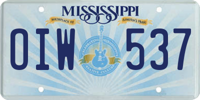 MS license plate OIW537