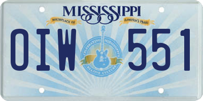 MS license plate OIW551