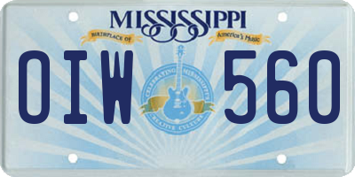 MS license plate OIW560