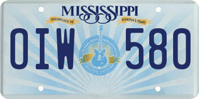 MS license plate OIW580