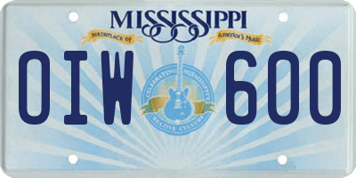MS license plate OIW600
