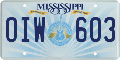 MS license plate OIW603