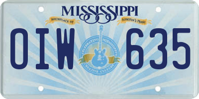 MS license plate OIW635
