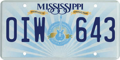 MS license plate OIW643