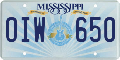 MS license plate OIW650