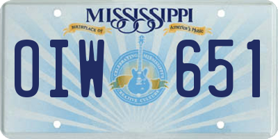 MS license plate OIW651