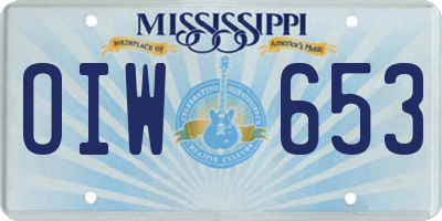 MS license plate OIW653