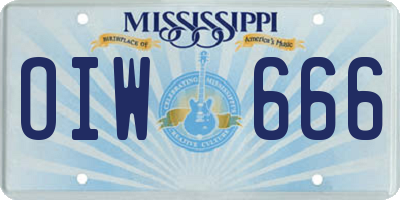 MS license plate OIW666