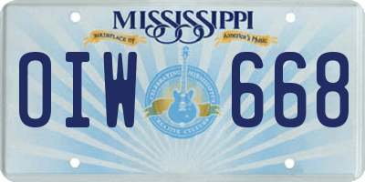 MS license plate OIW668