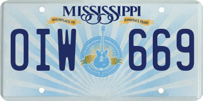 MS license plate OIW669