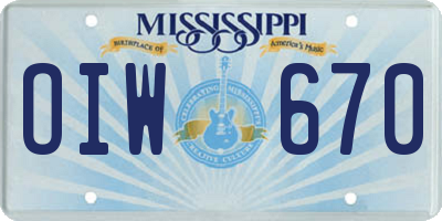 MS license plate OIW670