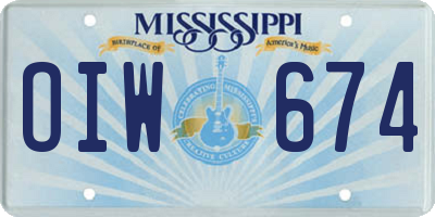 MS license plate OIW674