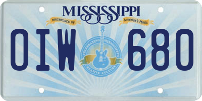 MS license plate OIW680
