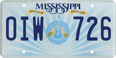 MS license plate OIW726
