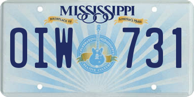 MS license plate OIW731