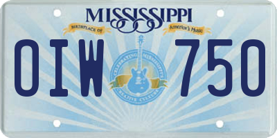 MS license plate OIW750