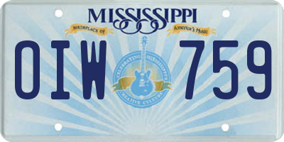 MS license plate OIW759