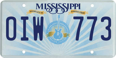 MS license plate OIW773