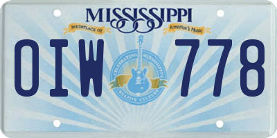 MS license plate OIW778