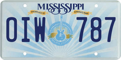 MS license plate OIW787