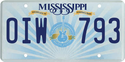 MS license plate OIW793